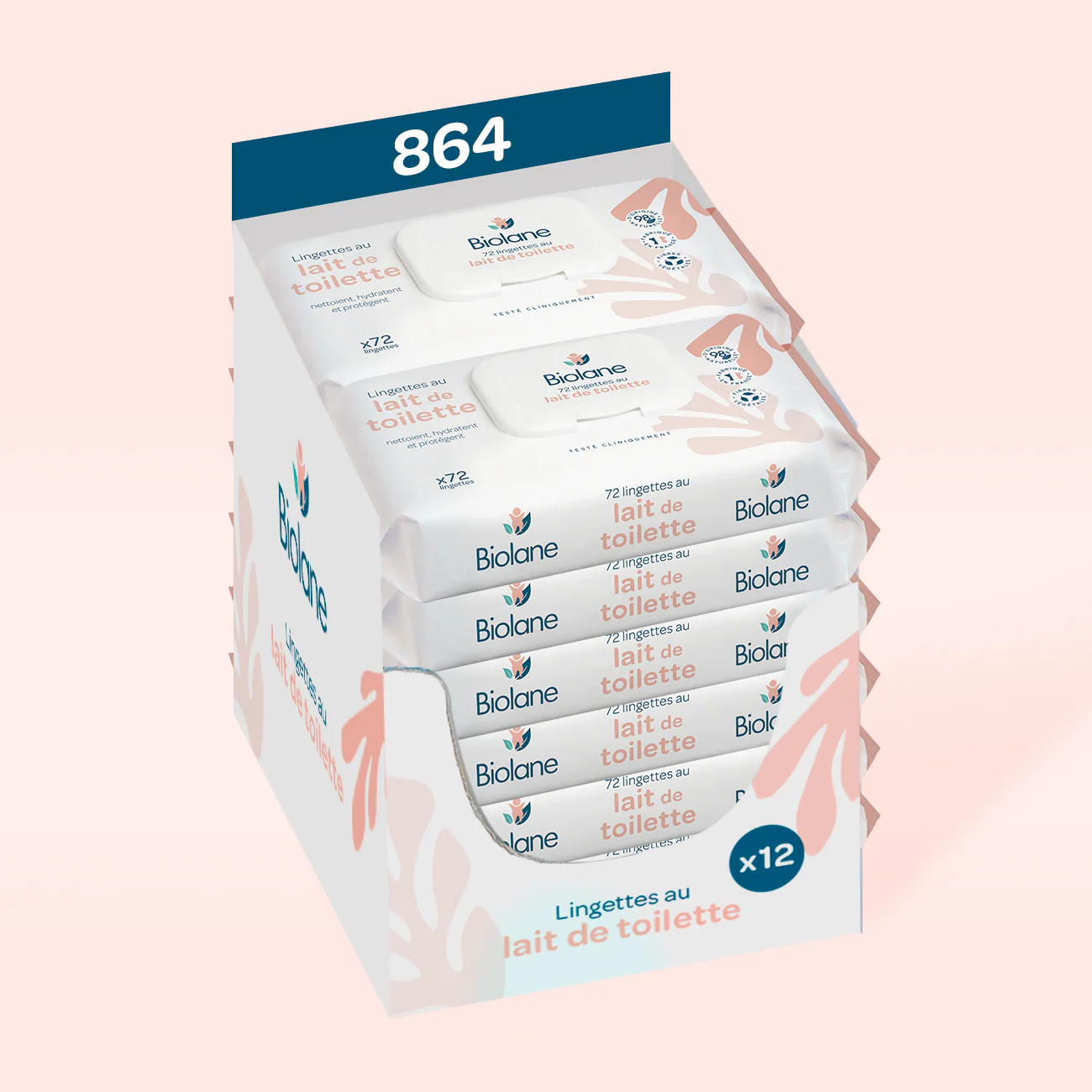 Lot 12x Lingettes au lait de toilette